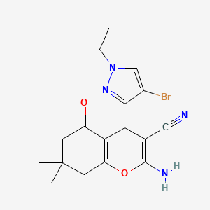 molecular formula C17H19BrN4O2 B10919446 2-Amino-4-(4-bromo-1-ethyl-1H-pyrazol-3-yl)-7,7-dimethyl-5-oxo-5,6,7,8-tetrahydro-4H-chromene-3-carbonitrile 