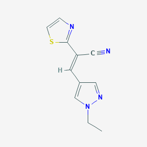 molecular formula C11H10N4S B10919470 (2E)-3-(1-ethyl-1H-pyrazol-4-yl)-2-(1,3-thiazol-2-yl)prop-2-enenitrile 