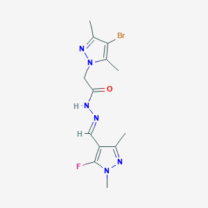 2-(4-Bromo-3,5-dimethyl-1H-pyrazol-1-yl)-N'-((5-fluoro-1,3-dimethyl-1H-pyrazol-4-yl)methylene)acetohydrazide