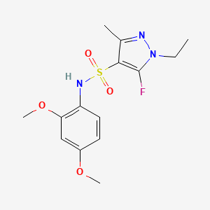 molecular formula C14H18FN3O4S B10919499 N-(2,4-Dimethoxyphenyl)-1-ethyl-5-fluoro-3-methyl-1H-pyrazole-4-sulfonamide 