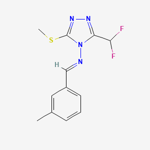 molecular formula C12H12F2N4S B10919500 3-(difluoromethyl)-N-[(E)-(3-methylphenyl)methylidene]-5-(methylsulfanyl)-4H-1,2,4-triazol-4-amine 