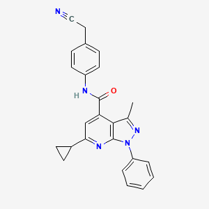 molecular formula C25H21N5O B10919501 N-[4-(cyanomethyl)phenyl]-6-cyclopropyl-3-methyl-1-phenyl-1H-pyrazolo[3,4-b]pyridine-4-carboxamide 