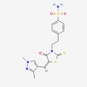 4-(2-{(5E)-5-[(1,3-dimethyl-1H-pyrazol-4-yl)methylidene]-4-oxo-2-thioxo-1,3-thiazolidin-3-yl}ethyl)benzenesulfonamide