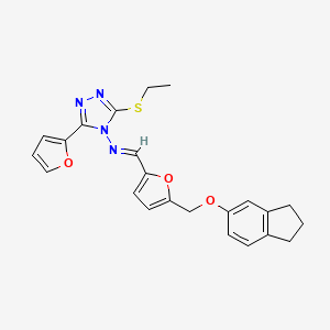 N-[(E)-{5-[(2,3-dihydro-1H-inden-5-yloxy)methyl]furan-2-yl}methylidene]-3-(ethylsulfanyl)-5-(furan-2-yl)-4H-1,2,4-triazol-4-amine