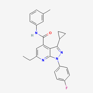 molecular formula C25H23FN4O B10919520 3-cyclopropyl-6-ethyl-1-(4-fluorophenyl)-N-(3-methylphenyl)-1H-pyrazolo[3,4-b]pyridine-4-carboxamide 