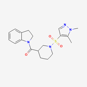 molecular formula C19H24N4O3S B10919531 2,3-dihydro-1H-indol-1-yl{1-[(1,5-dimethyl-1H-pyrazol-4-yl)sulfonyl]piperidin-3-yl}methanone 