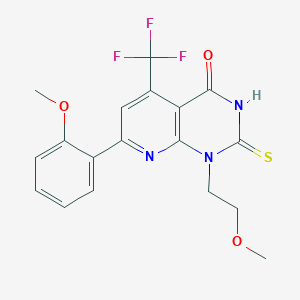 1-(2-methoxyethyl)-7-(2-methoxyphenyl)-2-sulfanyl-5-(trifluoromethyl)pyrido[2,3-d]pyrimidin-4(1H)-one