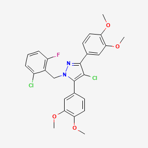 4-chloro-1-(2-chloro-6-fluorobenzyl)-3,5-bis(3,4-dimethoxyphenyl)-1H-pyrazole