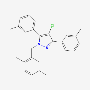 4-chloro-1-(2,5-dimethylbenzyl)-3,5-bis(3-methylphenyl)-1H-pyrazole