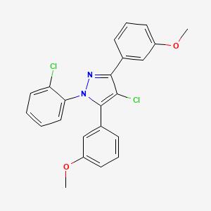 molecular formula C23H18Cl2N2O2 B10919625 4-chloro-1-(2-chlorophenyl)-3,5-bis(3-methoxyphenyl)-1H-pyrazole 