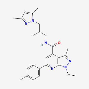 N-[3-(3,5-dimethyl-1H-pyrazol-1-yl)-2-methylpropyl]-1-ethyl-3-methyl-6-(4-methylphenyl)-1H-pyrazolo[3,4-b]pyridine-4-carboxamide