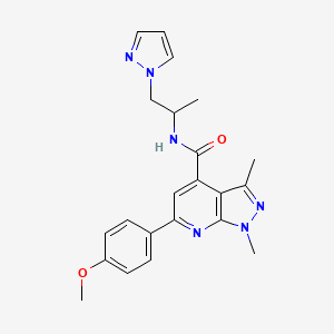 6-(4-methoxyphenyl)-1,3-dimethyl-N-[1-(1H-pyrazol-1-yl)propan-2-yl]-1H-pyrazolo[3,4-b]pyridine-4-carboxamide