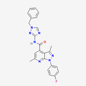 molecular formula C24H20FN7O B10919636 N-(1-benzyl-1H-1,2,4-triazol-3-yl)-1-(4-fluorophenyl)-3,6-dimethyl-1H-pyrazolo[3,4-b]pyridine-4-carboxamide 