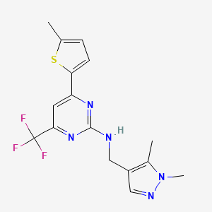 N-[(1,5-dimethyl-1H-pyrazol-4-yl)methyl]-4-(5-methylthiophen-2-yl)-6-(trifluoromethyl)pyrimidin-2-amine