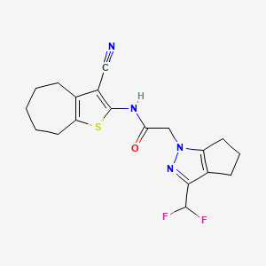 N-(3-cyano-5,6,7,8-tetrahydro-4H-cyclohepta[b]thiophen-2-yl)-2-[3-(difluoromethyl)-5,6-dihydrocyclopenta[c]pyrazol-1(4H)-yl]acetamide