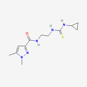 molecular formula C12H19N5OS B10919776 N-{2-[(cyclopropylcarbamothioyl)amino]ethyl}-1,5-dimethyl-1H-pyrazole-3-carboxamide 