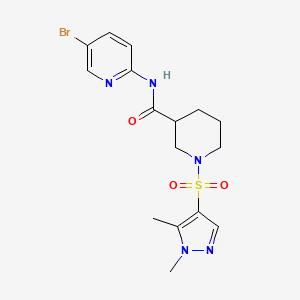 molecular formula C16H20BrN5O3S B10919780 N-(5-bromopyridin-2-yl)-1-[(1,5-dimethyl-1H-pyrazol-4-yl)sulfonyl]piperidine-3-carboxamide 