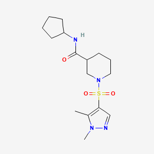 molecular formula C16H26N4O3S B10919784 N-cyclopentyl-1-[(1,5-dimethyl-1H-pyrazol-4-yl)sulfonyl]piperidine-3-carboxamide 