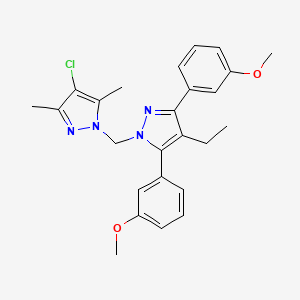 4-chloro-1-{[4-ethyl-3,5-bis(3-methoxyphenyl)-1H-pyrazol-1-yl]methyl}-3,5-dimethyl-1H-pyrazole