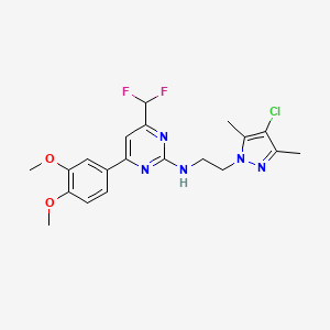 N-[2-(4-chloro-3,5-dimethyl-1H-pyrazol-1-yl)ethyl]-4-(difluoromethyl)-6-(3,4-dimethoxyphenyl)pyrimidin-2-amine