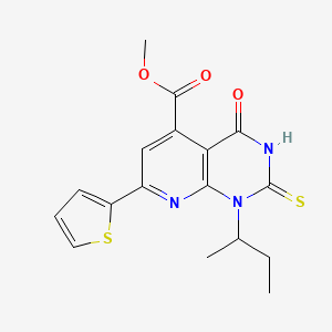 Methyl 1-(butan-2-yl)-4-oxo-2-sulfanyl-7-(thiophen-2-yl)-1,4-dihydropyrido[2,3-d]pyrimidine-5-carboxylate