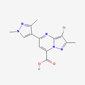 3-bromo-5-(1,3-dimethyl-1H-pyrazol-4-yl)-2-methylpyrazolo[1,5-a]pyrimidine-7-carboxylic acid