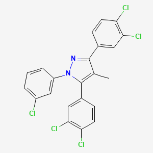 molecular formula C22H13Cl5N2 B10919954 1-(3-chlorophenyl)-3,5-bis(3,4-dichlorophenyl)-4-methyl-1H-pyrazole 