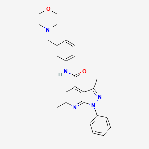 3,6-dimethyl-N-[3-(morpholin-4-ylmethyl)phenyl]-1-phenyl-1H-pyrazolo[3,4-b]pyridine-4-carboxamide