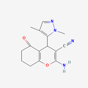 molecular formula C15H16N4O2 B10919994 2-amino-4-(1,4-dimethyl-1H-pyrazol-5-yl)-5-oxo-5,6,7,8-tetrahydro-4H-chromene-3-carbonitrile 