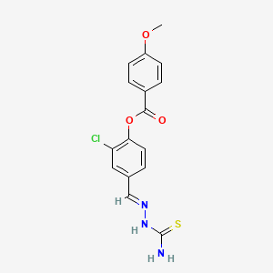 4-[(E)-(2-carbamothioylhydrazinylidene)methyl]-2-chlorophenyl 4-methoxybenzoate