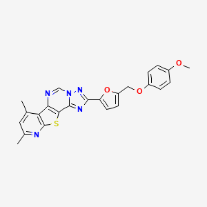 4-[5-[(4-methoxyphenoxy)methyl]furan-2-yl]-11,13-dimethyl-16-thia-3,5,6,8,14-pentazatetracyclo[7.7.0.02,6.010,15]hexadeca-1(9),2,4,7,10(15),11,13-heptaene