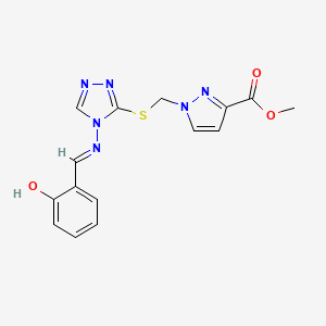 methyl 1-{[(4-{[(E)-(2-hydroxyphenyl)methylidene]amino}-4H-1,2,4-triazol-3-yl)sulfanyl]methyl}-1H-pyrazole-3-carboxylate