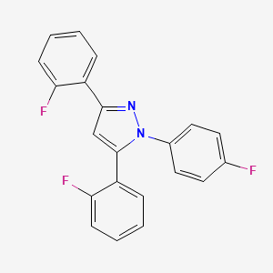 molecular formula C21H13F3N2 B10920039 3,5-bis(2-fluorophenyl)-1-(4-fluorophenyl)-1H-pyrazole 