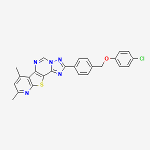 4-[4-[(4-chlorophenoxy)methyl]phenyl]-11,13-dimethyl-16-thia-3,5,6,8,14-pentazatetracyclo[7.7.0.02,6.010,15]hexadeca-1(9),2,4,7,10(15),11,13-heptaene