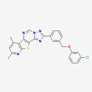 4-[3-[(3-chlorophenoxy)methyl]phenyl]-11,13-dimethyl-16-thia-3,5,6,8,14-pentazatetracyclo[7.7.0.02,6.010,15]hexadeca-1(9),2,4,7,10(15),11,13-heptaene