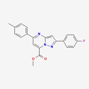 molecular formula C21H16FN3O2 B10920087 Methyl 2-(4-fluorophenyl)-5-(4-methylphenyl)pyrazolo[1,5-a]pyrimidine-7-carboxylate 