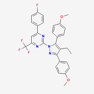 2-[4-ethyl-3,5-bis(4-methoxyphenyl)-1H-pyrazol-1-yl]-4-(4-fluorophenyl)-6-(trifluoromethyl)pyrimidine