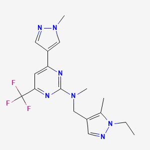 molecular formula C17H20F3N7 B10920107 N-[(1-ethyl-5-methyl-1H-pyrazol-4-yl)methyl]-N-methyl-4-(1-methyl-1H-pyrazol-4-yl)-6-(trifluoromethyl)pyrimidin-2-amine 