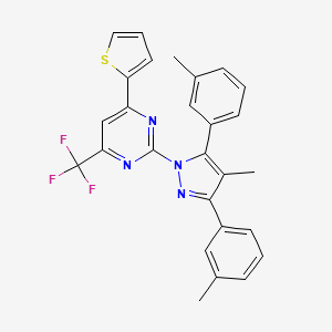 2-[4-methyl-3,5-bis(3-methylphenyl)-1H-pyrazol-1-yl]-4-(thiophen-2-yl)-6-(trifluoromethyl)pyrimidine