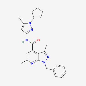 1-benzyl-N-(1-cyclopentyl-5-methyl-1H-pyrazol-3-yl)-3,6-dimethyl-1H-pyrazolo[3,4-b]pyridine-4-carboxamide