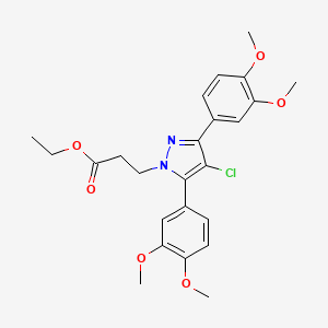 ethyl 3-[4-chloro-3,5-bis(3,4-dimethoxyphenyl)-1H-pyrazol-1-yl]propanoate