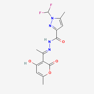 1-(difluoromethyl)-5-methyl-N'-[(1E)-1-(6-methyl-2,4-dioxo-2H-pyran-3(4H)-ylidene)ethyl]-1H-pyrazole-3-carbohydrazide