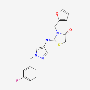 (2Z)-2-{[1-(3-fluorobenzyl)-1H-pyrazol-4-yl]imino}-3-(furan-2-ylmethyl)-1,3-thiazolidin-4-one