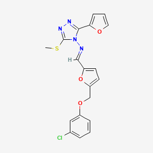 N-[(E)-{5-[(3-chlorophenoxy)methyl]furan-2-yl}methylidene]-3-(furan-2-yl)-5-(methylsulfanyl)-4H-1,2,4-triazol-4-amine