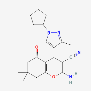 2-Amino-4-(1-cyclopentyl-3-methyl-1H-pyrazol-4-yl)-7,7-dimethyl-5-oxo-5,6,7,8-tetrahydro-4H-chromene-3-carbonitrile