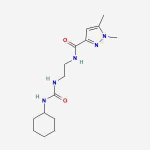 molecular formula C15H25N5O2 B10920263 N-{2-[(cyclohexylcarbamoyl)amino]ethyl}-1,5-dimethyl-1H-pyrazole-3-carboxamide 