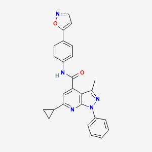 molecular formula C26H21N5O2 B10920277 6-cyclopropyl-3-methyl-N-[4-(1,2-oxazol-5-yl)phenyl]-1-phenyl-1H-pyrazolo[3,4-b]pyridine-4-carboxamide 