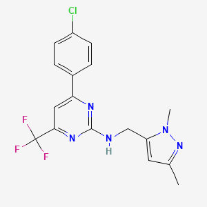 4-(4-chlorophenyl)-N-[(1,3-dimethyl-1H-pyrazol-5-yl)methyl]-6-(trifluoromethyl)pyrimidin-2-amine