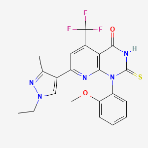 7-(1-ethyl-3-methyl-1H-pyrazol-4-yl)-1-(2-methoxyphenyl)-2-sulfanyl-5-(trifluoromethyl)pyrido[2,3-d]pyrimidin-4(1H)-one