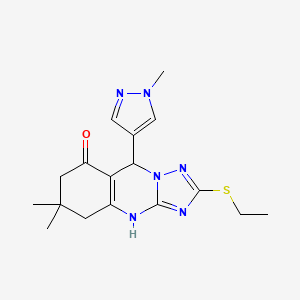 2-(ethylsulfanyl)-6,6-dimethyl-9-(1-methyl-1H-pyrazol-4-yl)-5,6,7,9-tetrahydro[1,2,4]triazolo[5,1-b]quinazolin-8(4H)-one